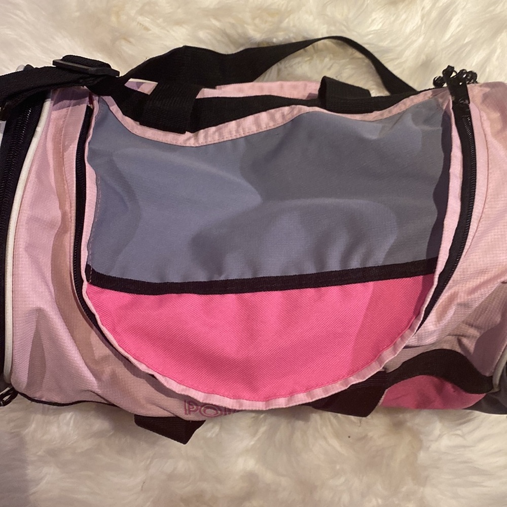 Point Zero Pink Black Grey Travel Tote Shoulder Strap Gym Bag Side Pockets - Picture 4 of 7